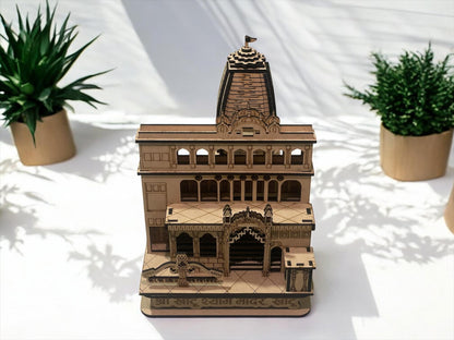 Khatu Shyam Ji Wooden Laser Cut Temple Model – Intricately Designed Divine Mandir