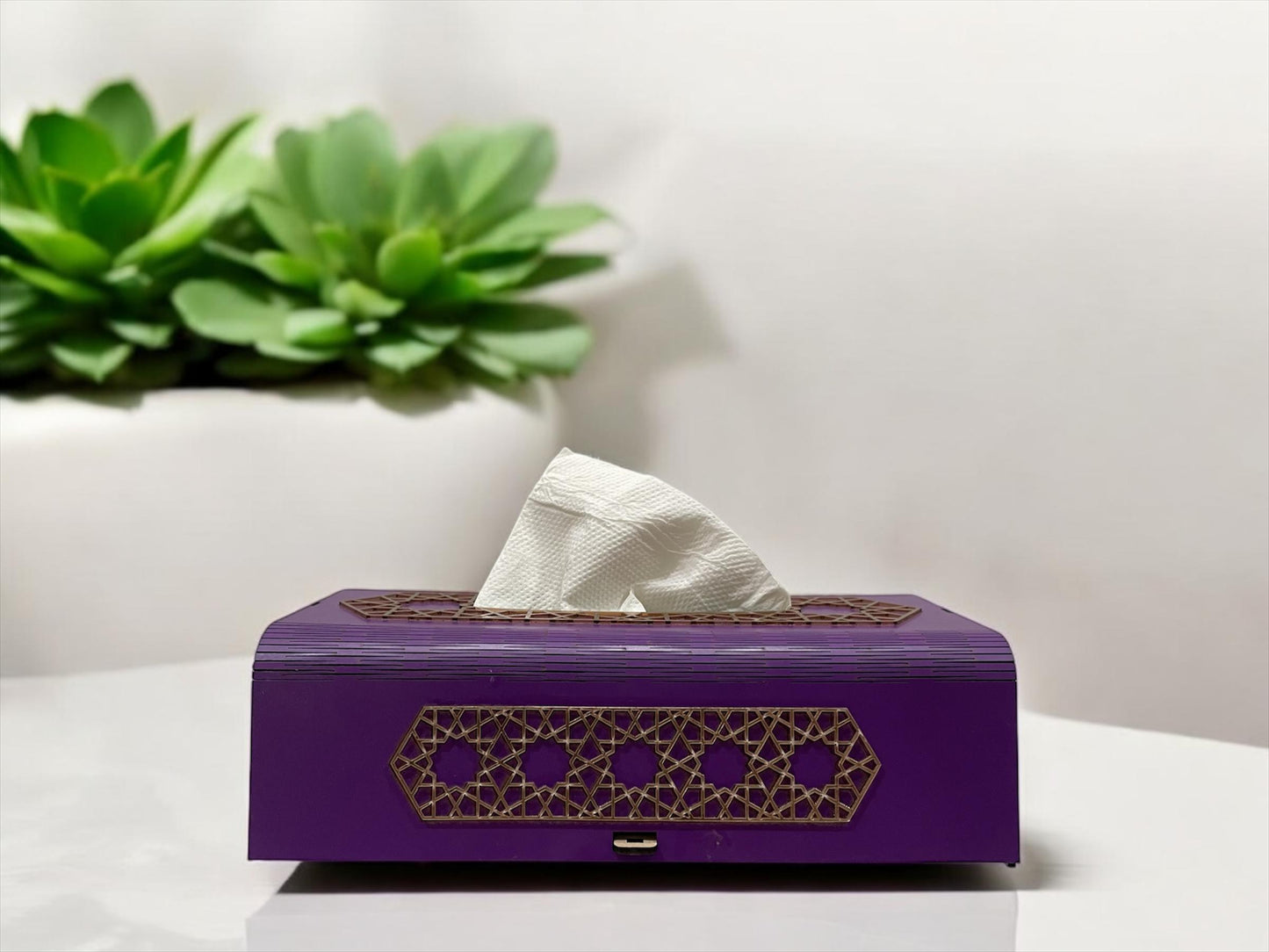 Handcrafted Wooden Tissue Box with Colorful Paper Décor – Elegant & Stylish | Variant 2