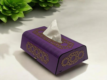 Handcrafted Wooden Tissue Box with Colorful Paper Décor – Elegant & Stylish | Variant 2