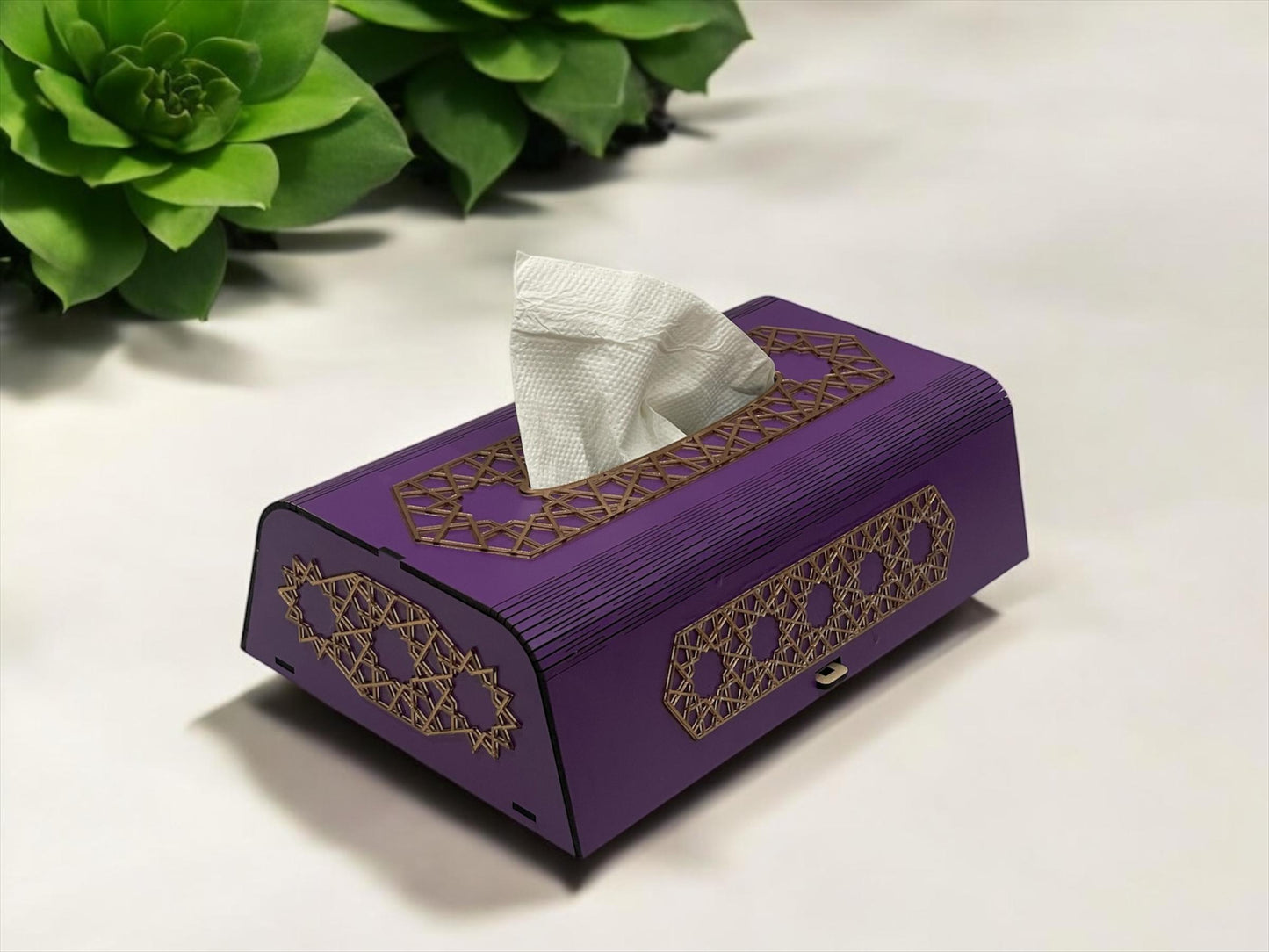 Handcrafted Wooden Tissue Box with Colorful Paper Décor – Elegant & Stylish | Variant 2