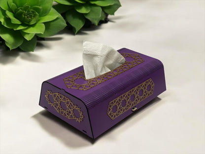 Handcrafted Wooden Tissue Box with Colorful Paper Décor – Elegant & Stylish | Variant 2