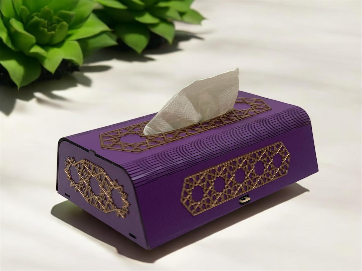 Handcrafted Wooden Tissue Box with Colorful Paper Décor – Elegant & Stylish | Variant 2