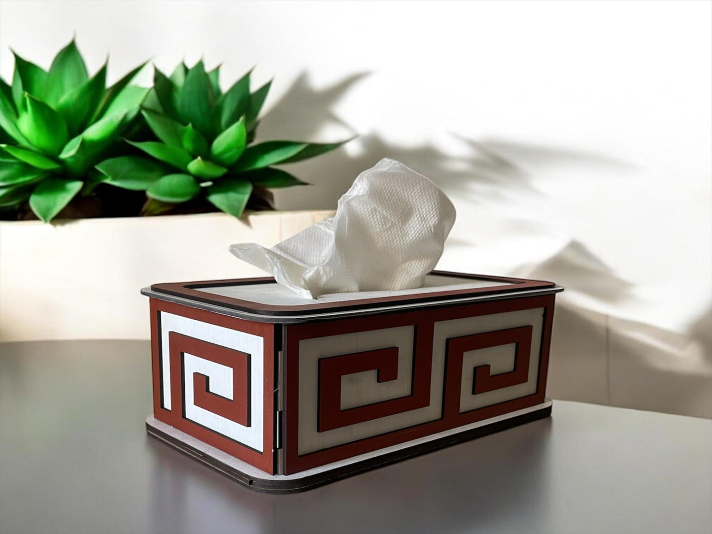 Handcrafted Wooden Tissue Box with Colorful Paper Décor – Elegant & Stylish | Variant 5