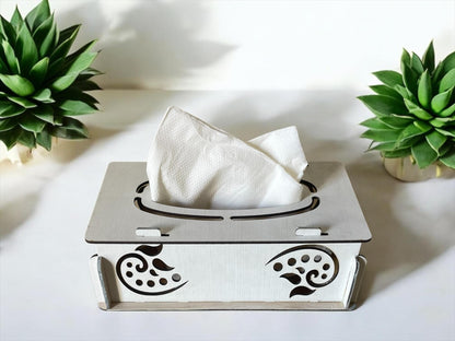 Handcrafted Wooden Tissue Box with Colorful Paper Décor – Elegant & Stylish | Variant 6