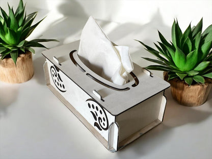 Handcrafted Wooden Tissue Box with Colorful Paper Décor – Elegant & Stylish | Variant 6