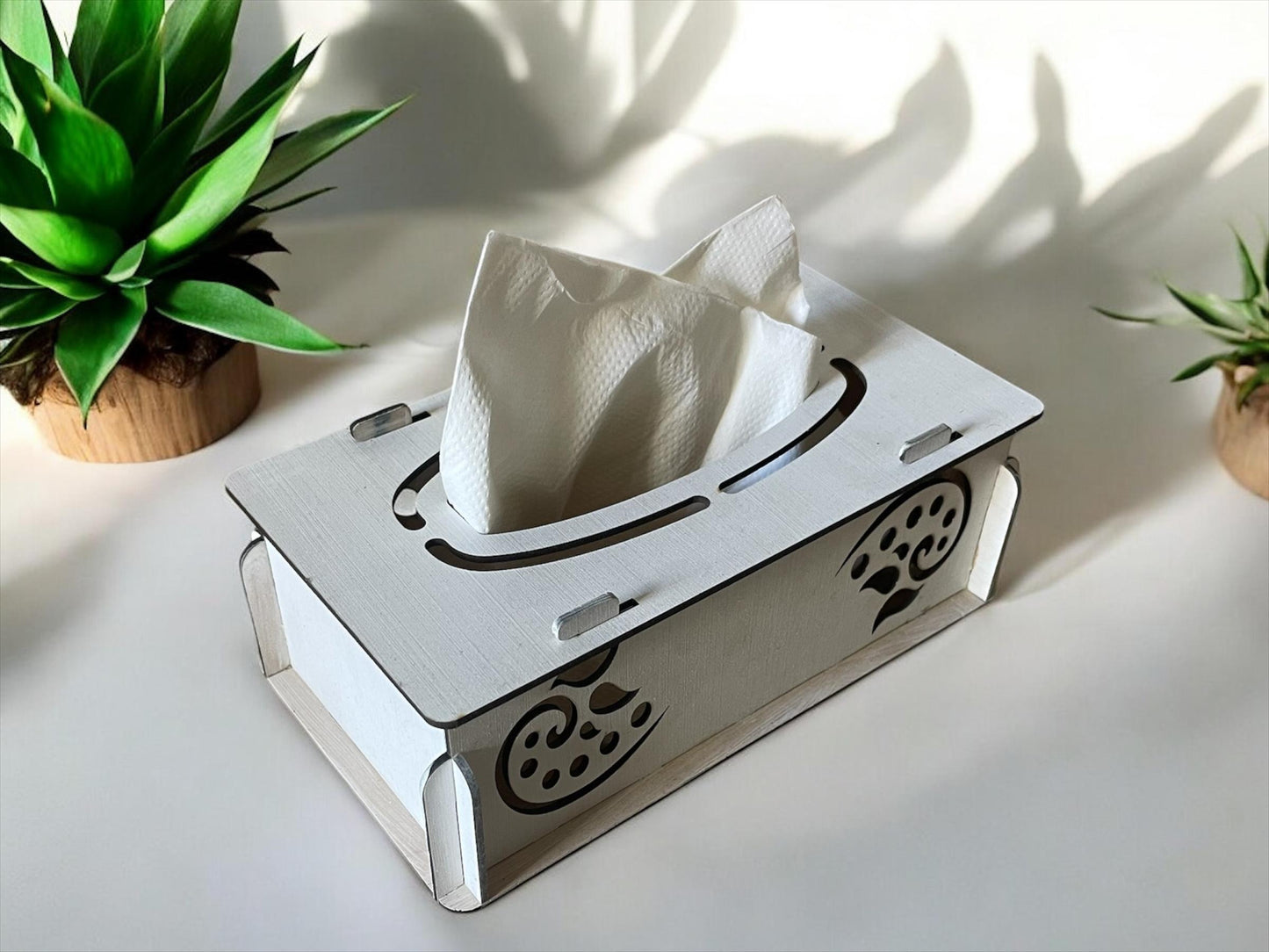 Handcrafted Wooden Tissue Box with Colorful Paper Décor – Elegant & Stylish | Variant 6