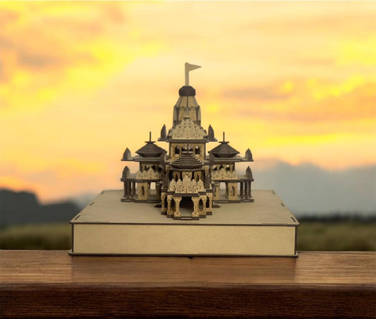 Handmade Laser-Cut MDF Replica of Ayodhya Ram Mandir | Intricately Crafted Wooden Model