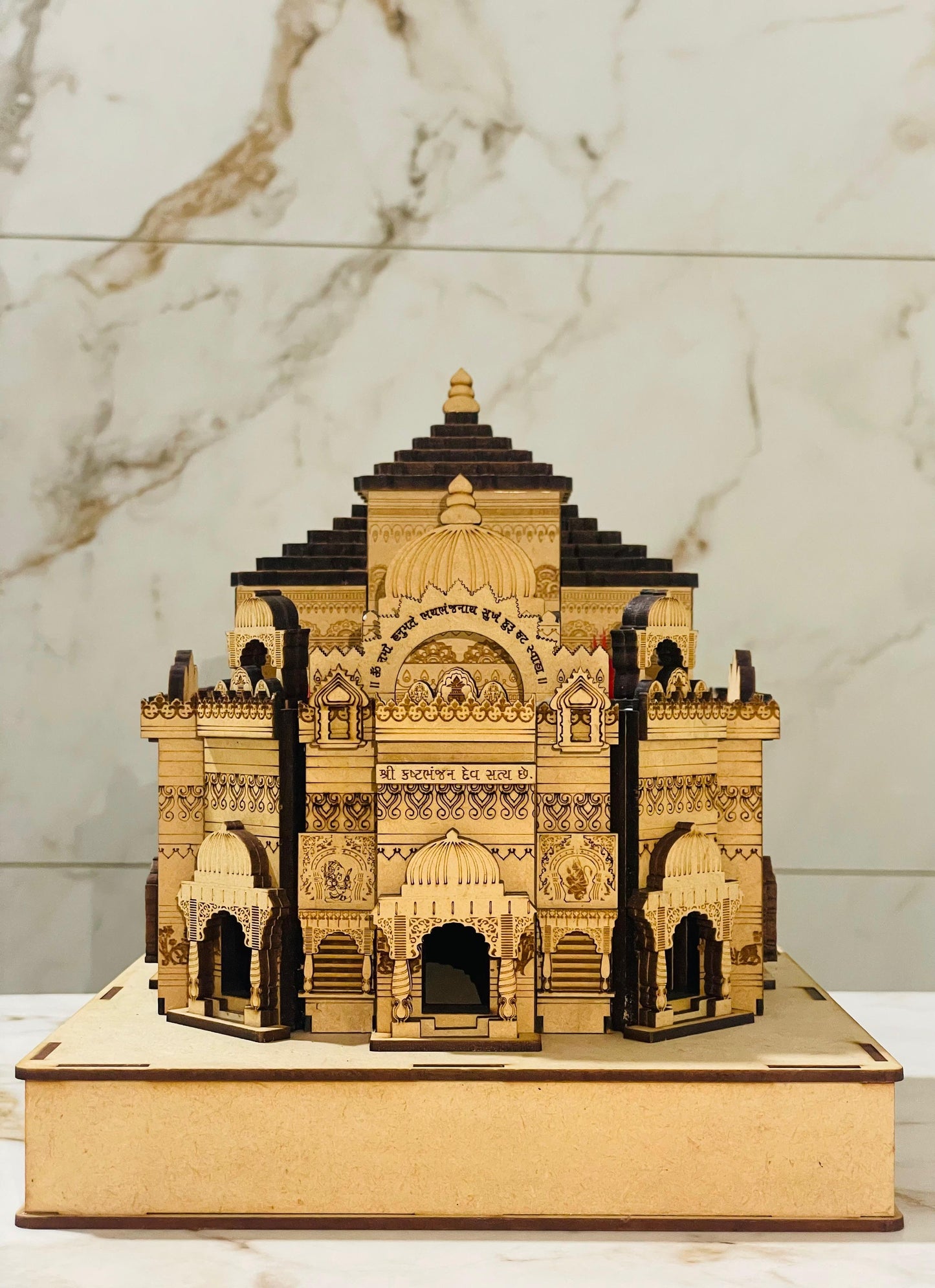 Laser cut Wooden Replica of Sarangpur Hanuman Mandir | Handcrafted Devotion for Your Home